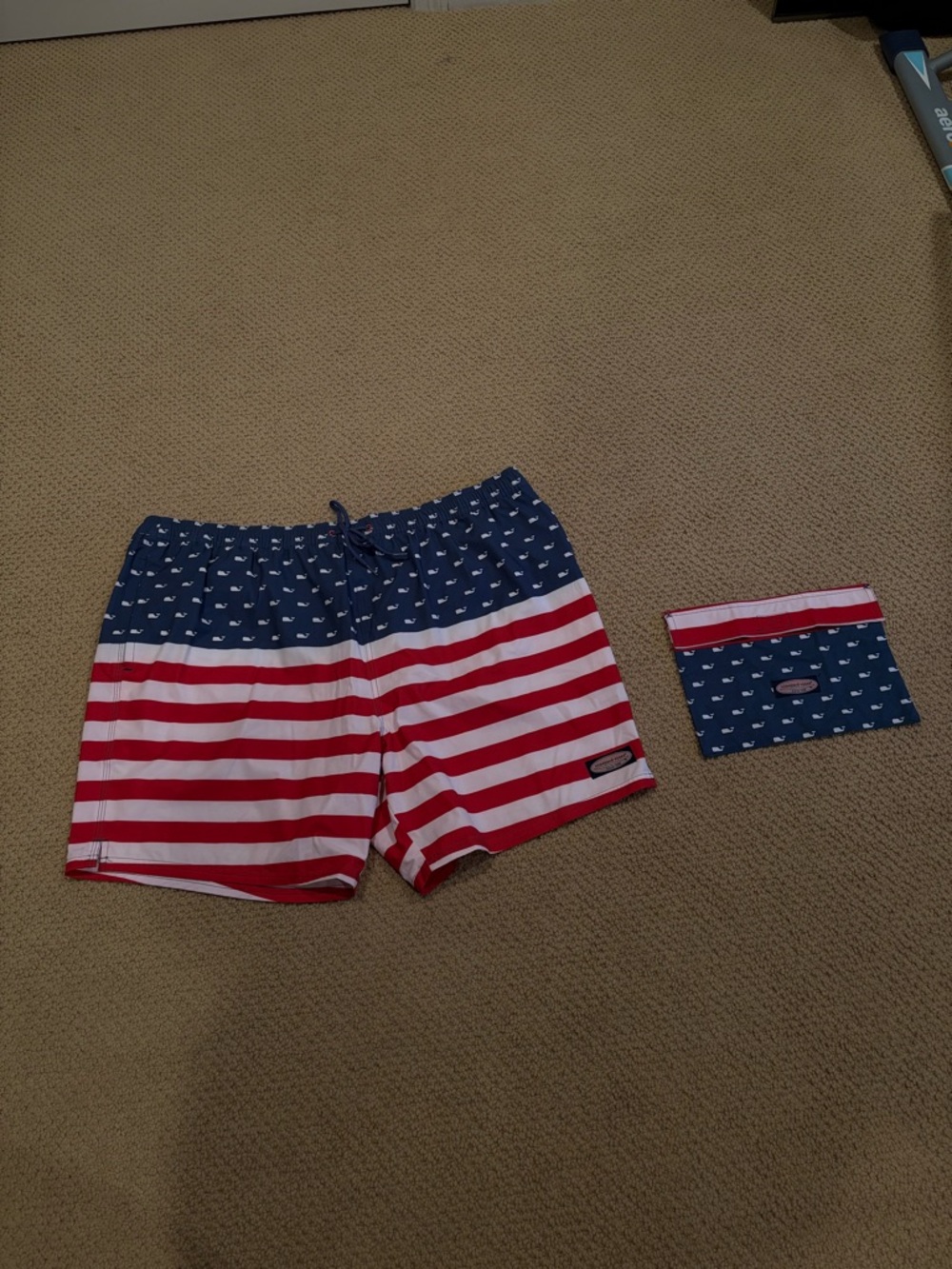 Vineyard Vines Men’s American Flag Swim Trunks - Red, White & Blue